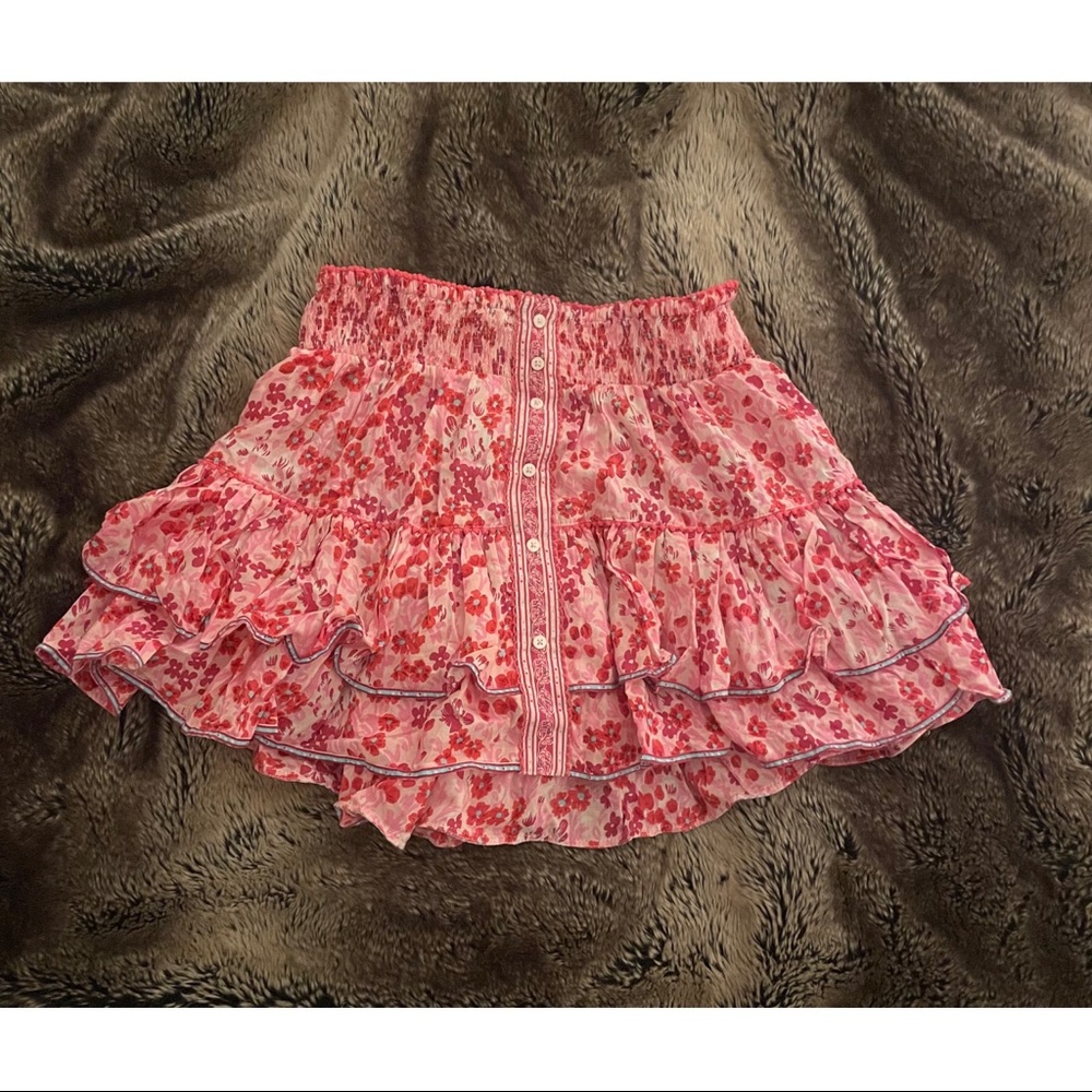 Pink floral mini skirt